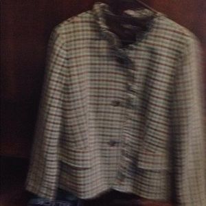 Talbots green and brown plain wool jacket